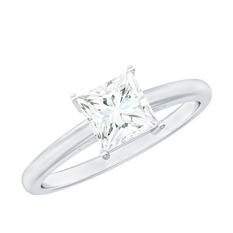 Princess Cut Zircon Solitaire Ring in Prong Setting