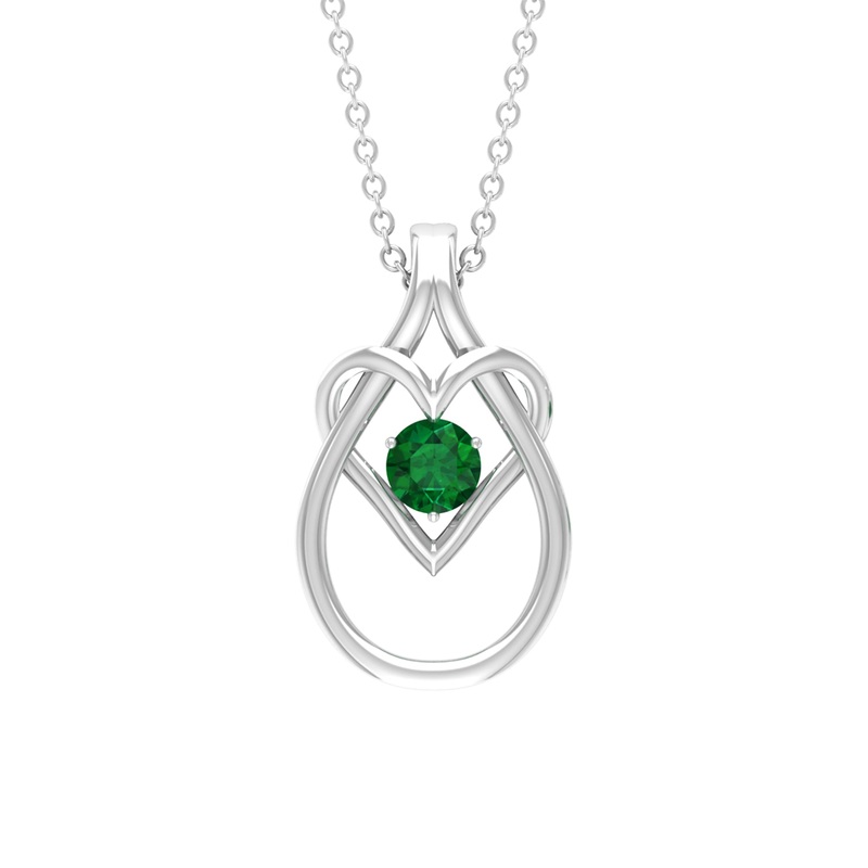 Round Shape Solitaire Emerald Teardrop Heart Pendant