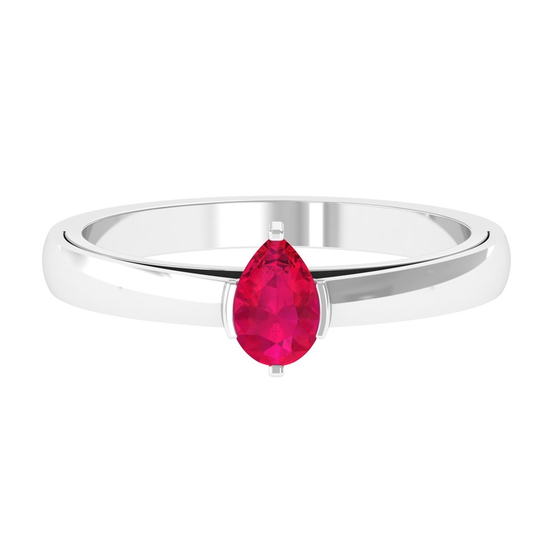 Simple Pear Cut Ruby Solitaire Promise Ring