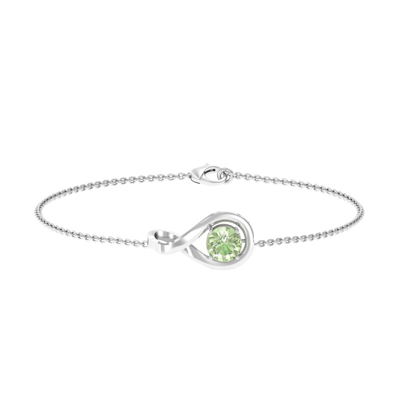 Simple Round Green Sapphire Infinity Chain Bracelet