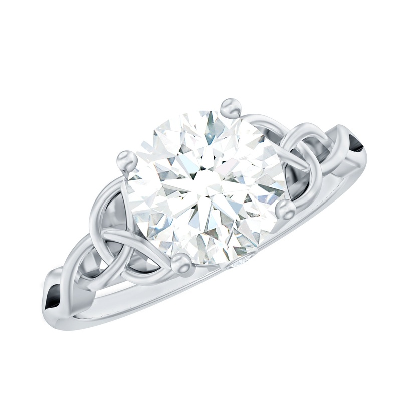 Simple Solitaire Moissanite Celtic Knot Engagement Ring