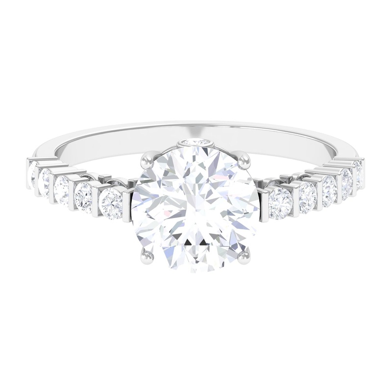 Solitaire Moissanite Engagement Ring with Side Stones