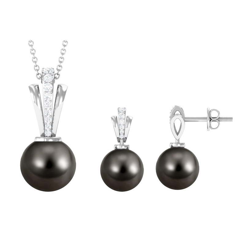 Tahitian Pearl and Diamond Drop Jewelry Set
