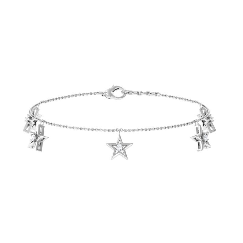 Diamond Star Chain Charm Bracelet