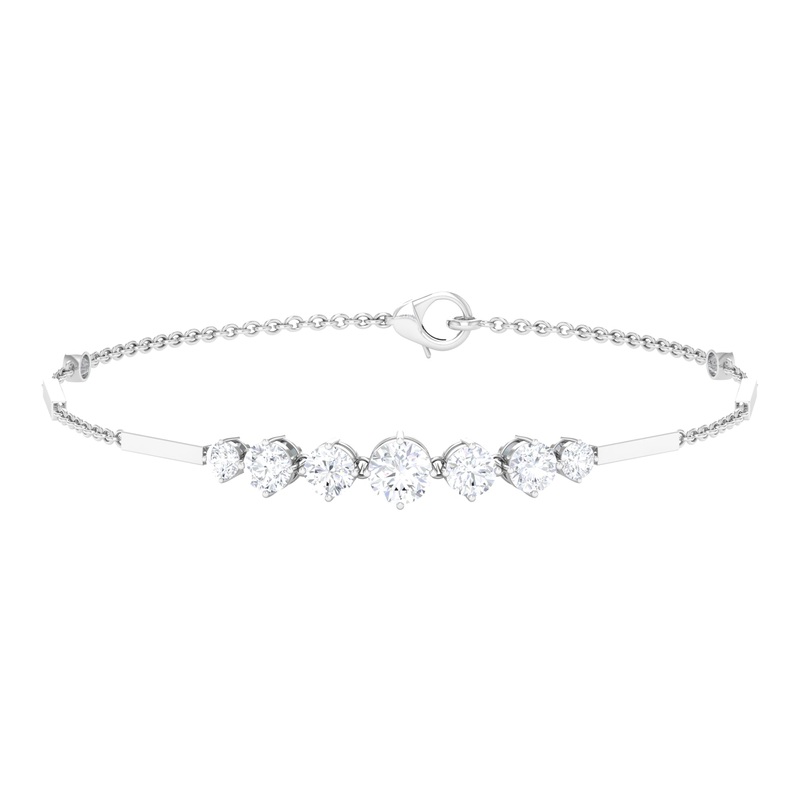 Moissanite Link Bar Bracelet with Graduated Style