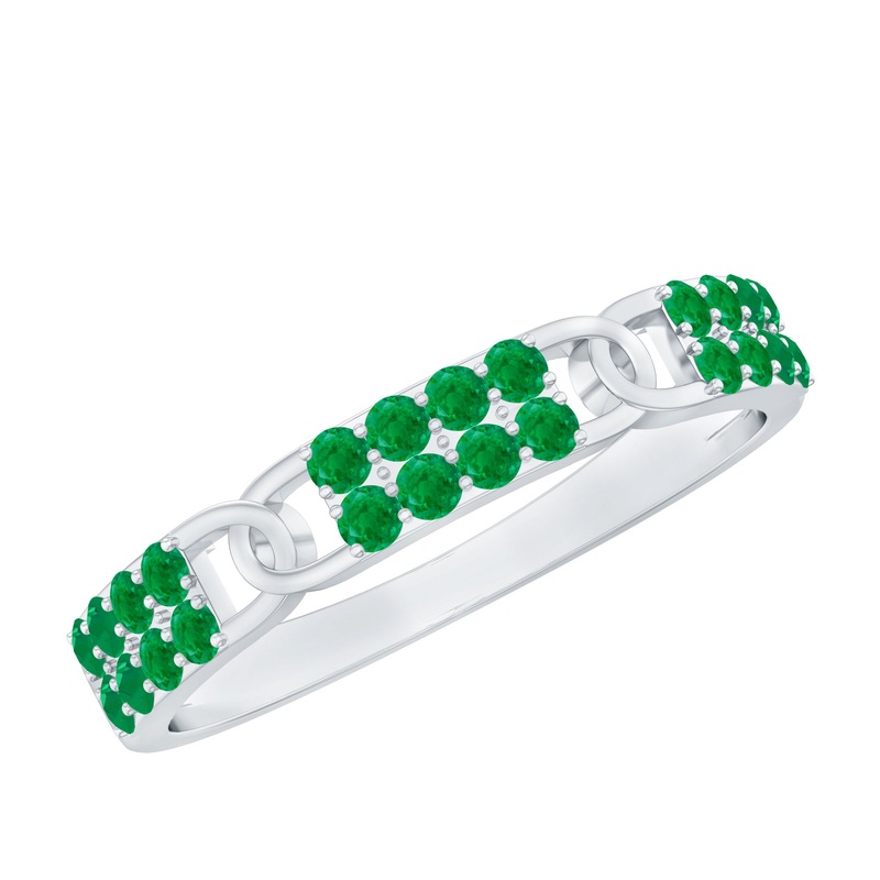 Real Emerald Interlock Wedding Band