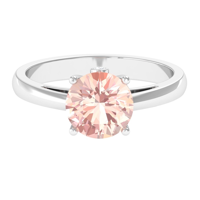 Round Morganite Solitaire Ring with Surprise Diamond