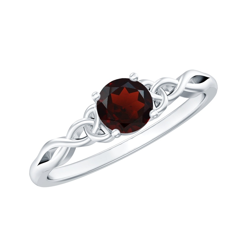 Solitaire Garnet Celtic Knot Promise Ring