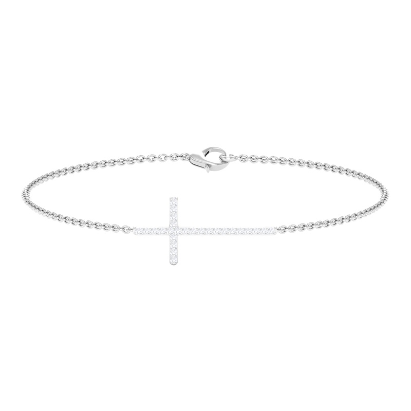Surface Prong Set Diamond Cross Chain Bracelet