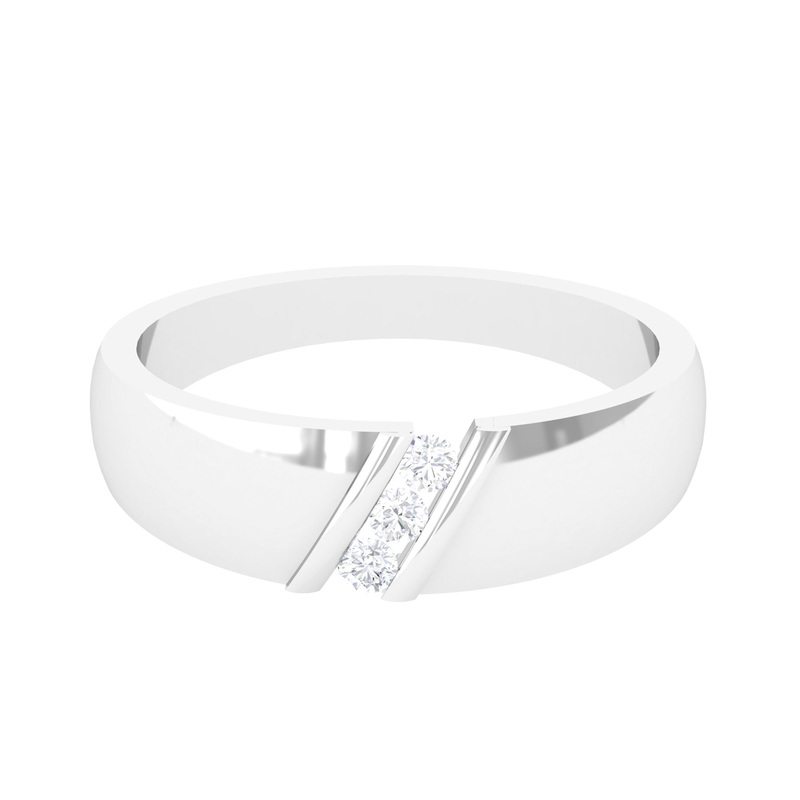 Tension Mount Set Three Stone Diamond Band Ring