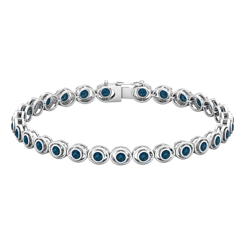 Bezel Set London Blue Topaz Unisex Tennis Bracelet