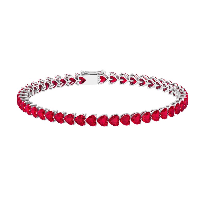 Heart Shape Lab Grown Ruby Tennis Bracelet