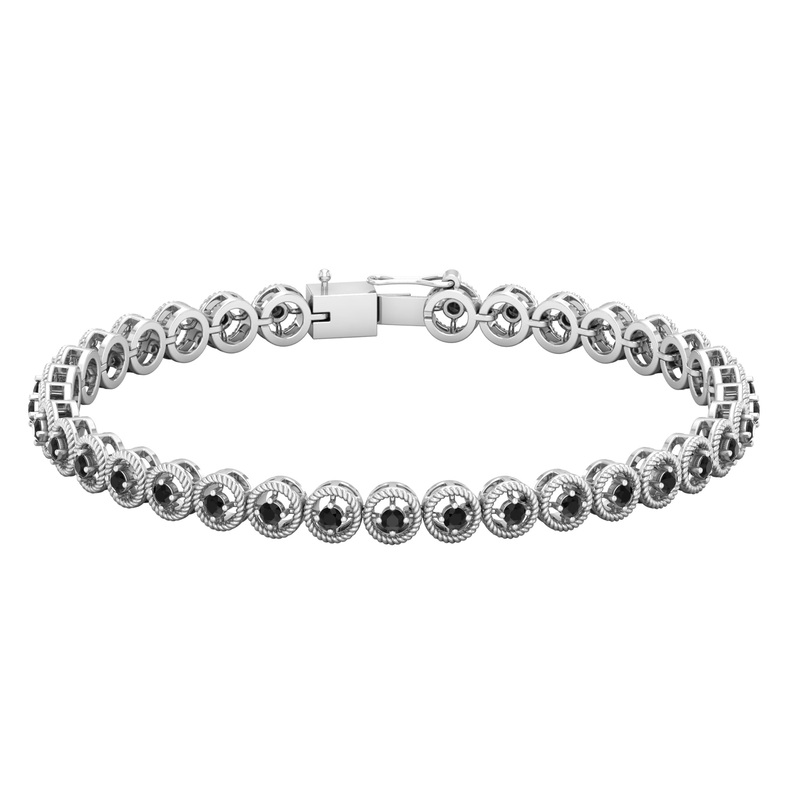 Lab Grown Black Diamond Tennis Bracelet with Rope Frame