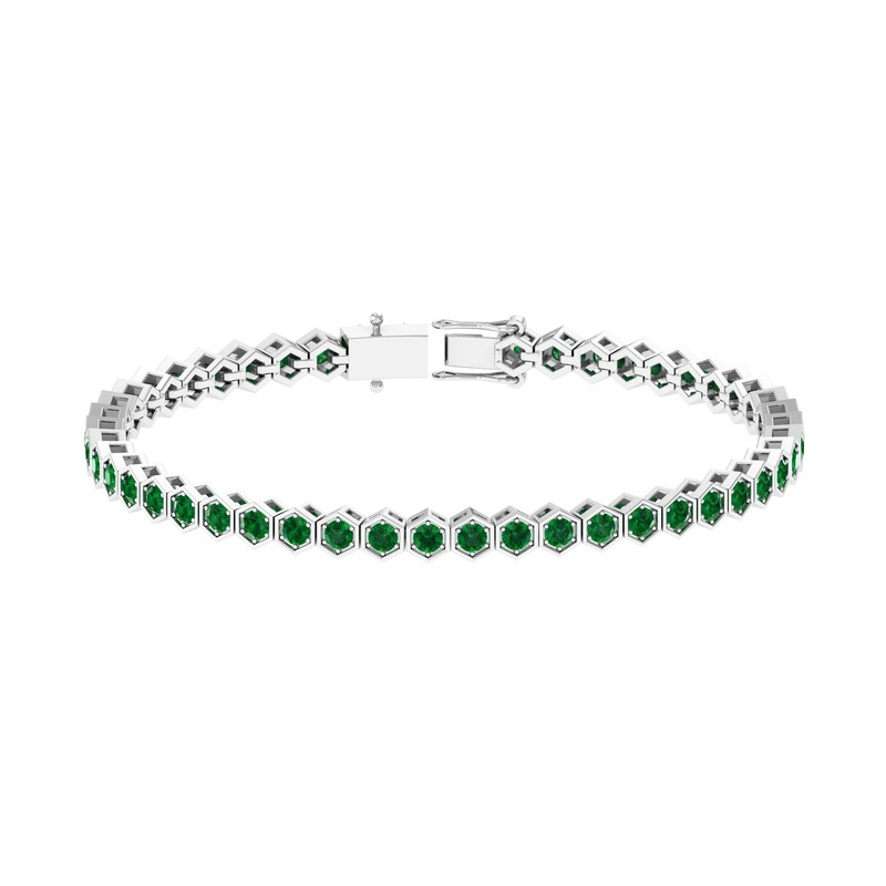 Lab Grown Emerald Hexagon Tennis Bracelet