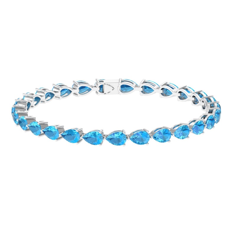 Pear Cut Swiss Blue Topaz East West Tennis Bracelet