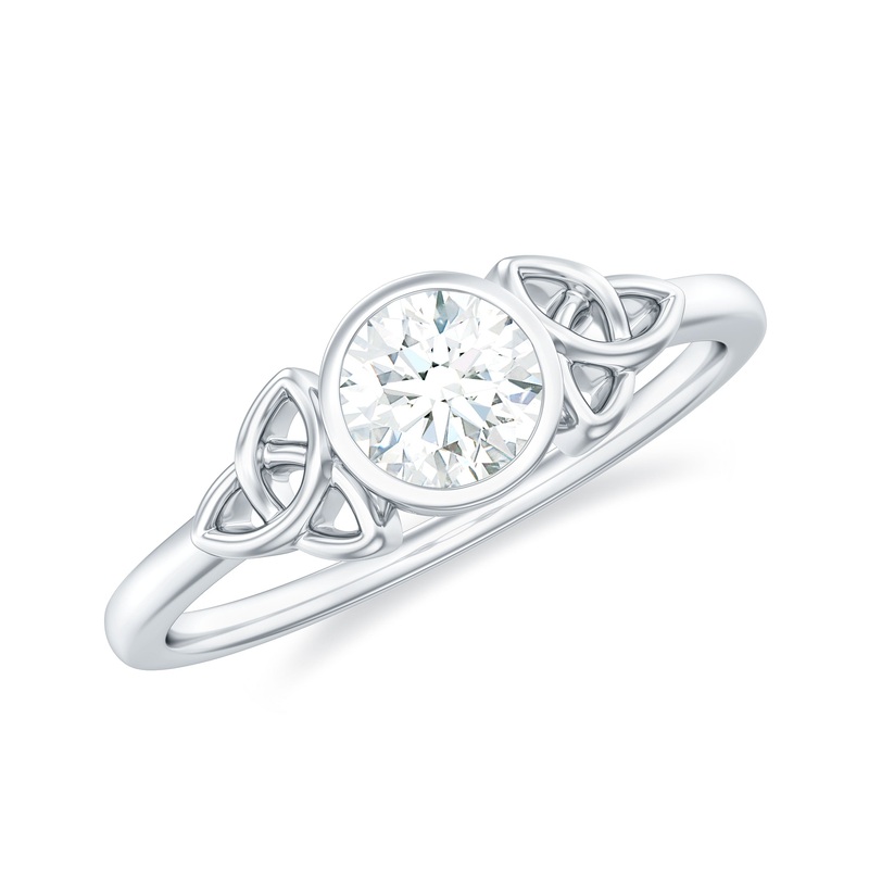 Round Lab Grown Diamond Solitaire Celtic Ring