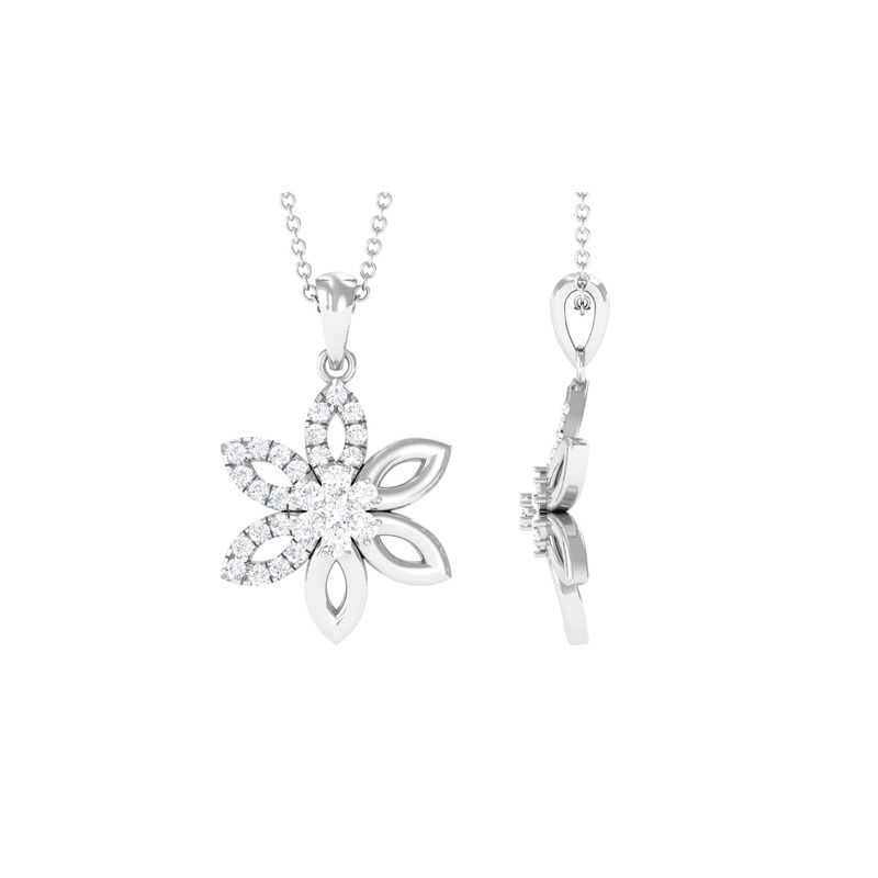 Simple Moissanite Flower Pendant Necklace