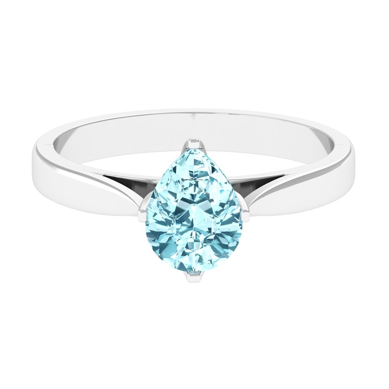 Teardrop Solitaire Ring with Aquamarine