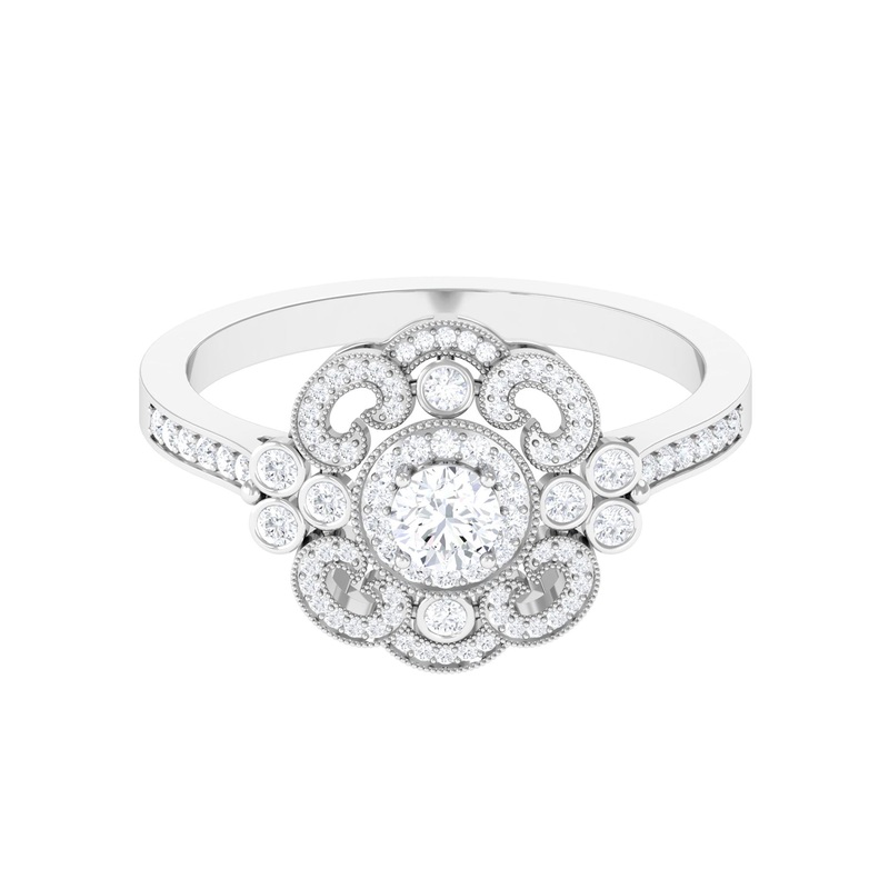 Vintage Style Diamond Engagement Ring with Milgrain Details