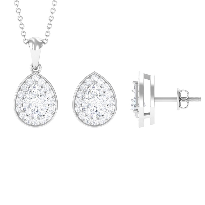 Certified Moissanite Teardrop Jewelry Set