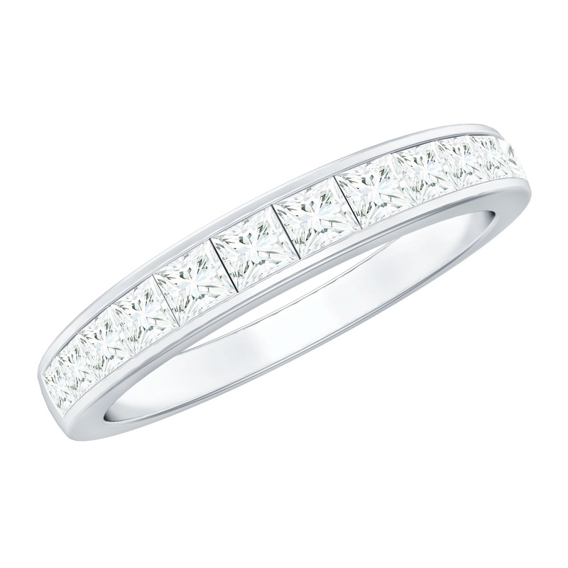 Princess Cut Diamond Semi Eternity Ring in Channel Setting