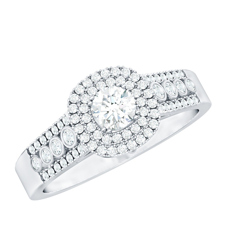 Round Diamond Double Halo Engagement Ring