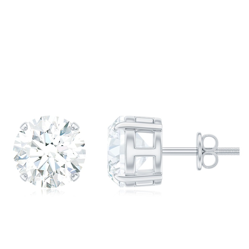 Round Moissanite Solitaire Stud earrings in 4 Prong Setting