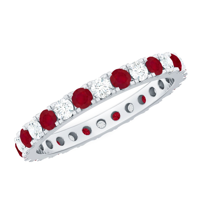 Round Natural Ruby and Diamond Alternate Eternity Ring