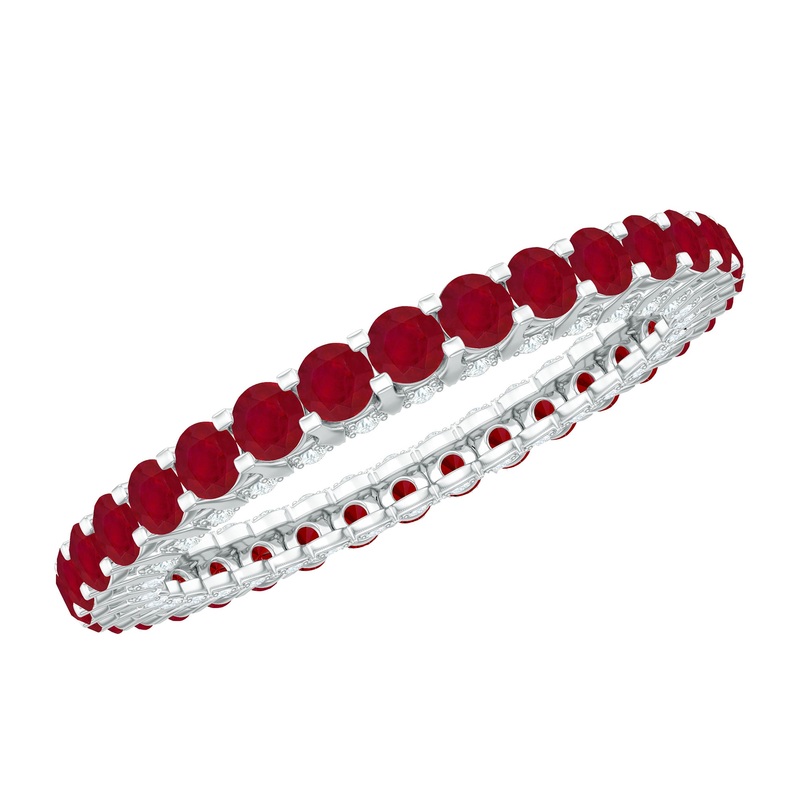 Round Ruby and Diamond Eternity Wedding Band