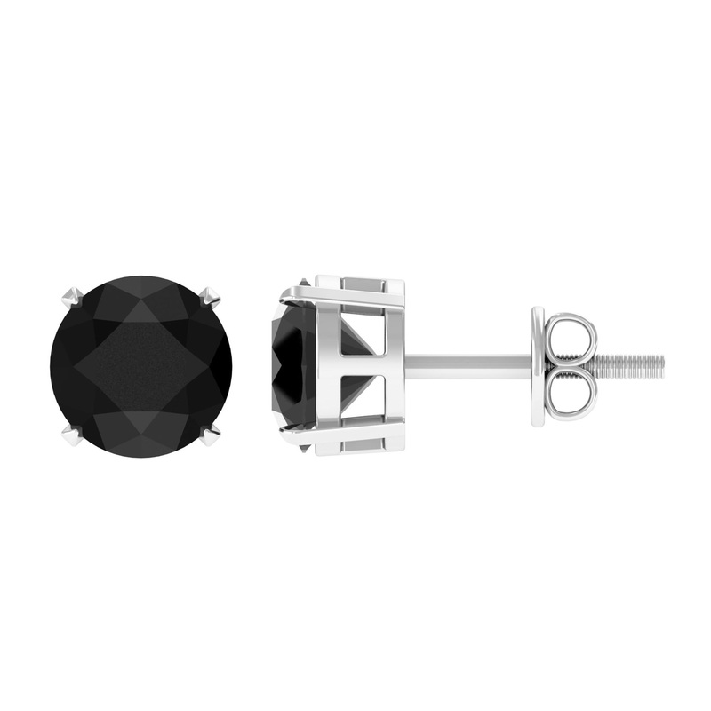 Round shape Lab Grown Black Diamond Solitaire Stud Earrings