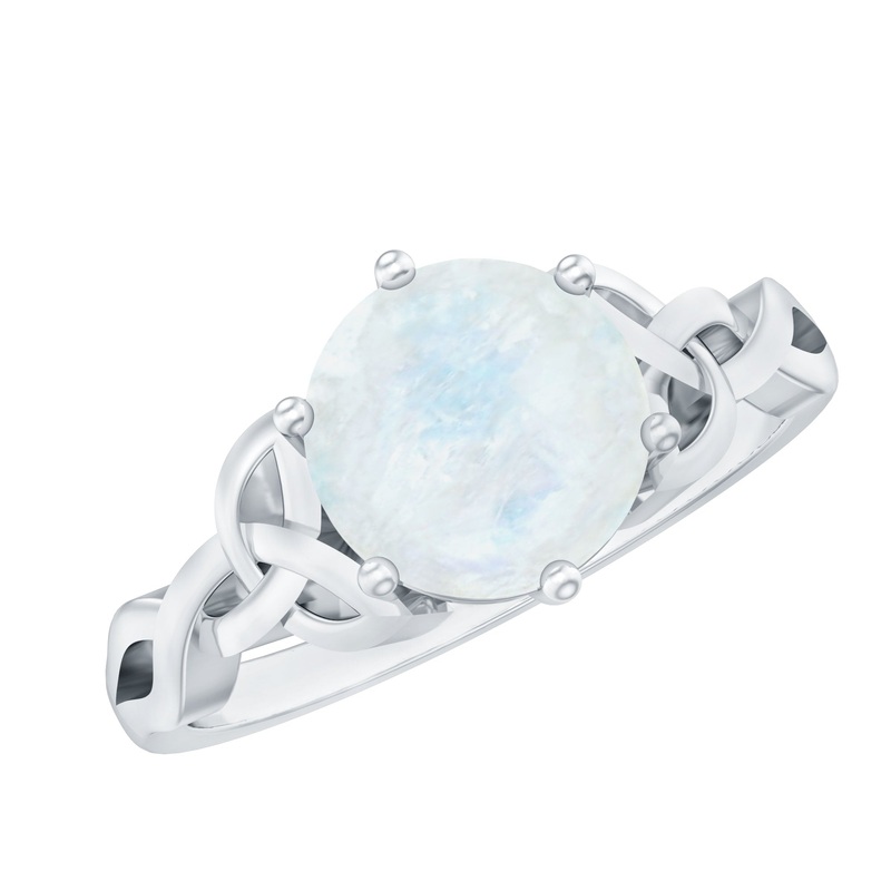 Solitaire Moonstone Celtic Engagement Ring in 6 Prong Setting