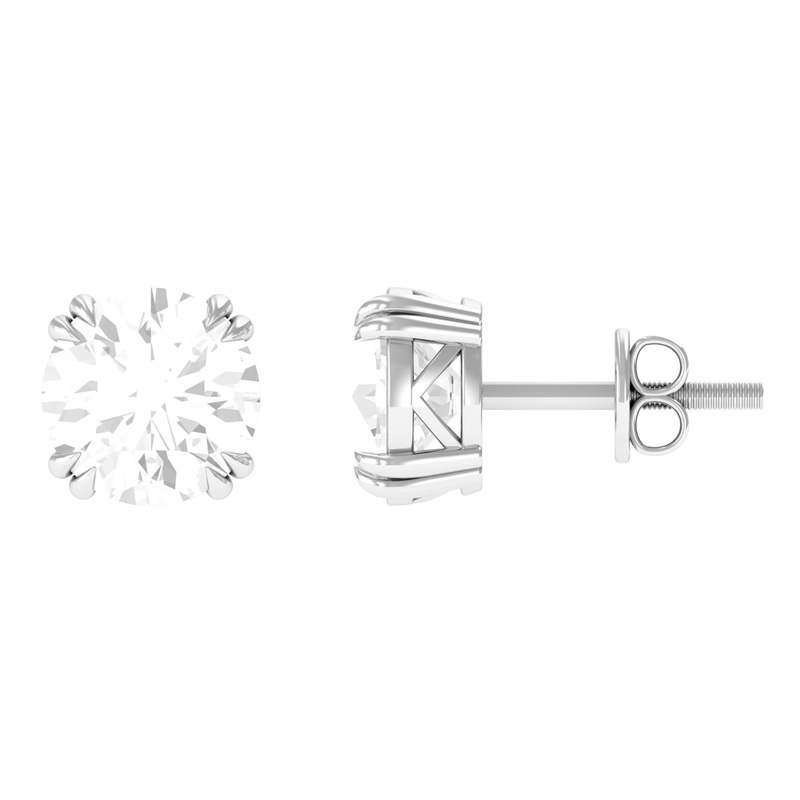 White Topaz Solitaire Stud Earrings