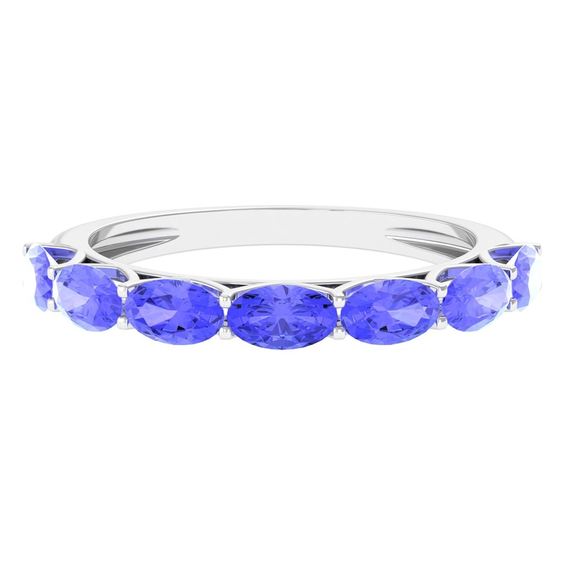 Oval Shape Tanzanite East West Half Eternity Ring