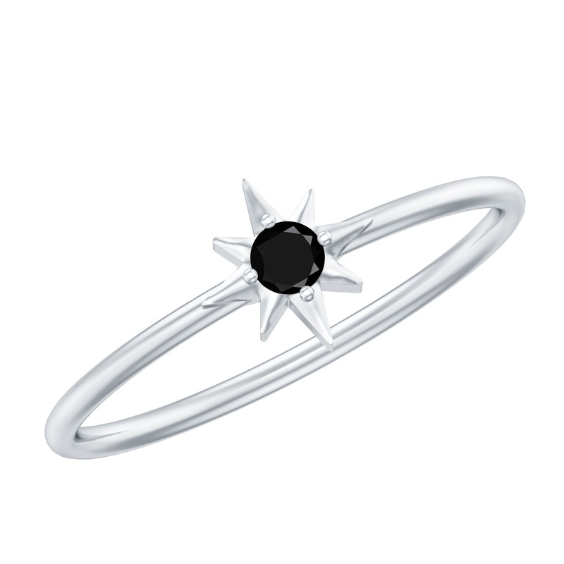 Round Black Spinel Sunburst Promise Ring