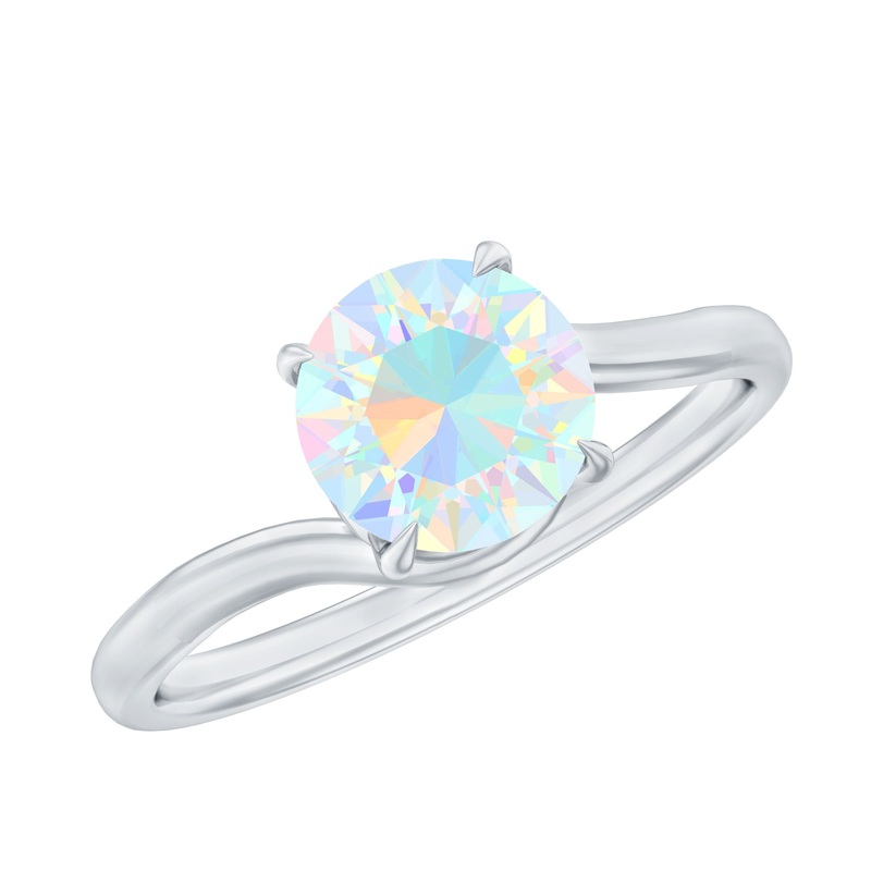 Round Cut Solitaire Ethiopian Opal Bypass Promise Ring