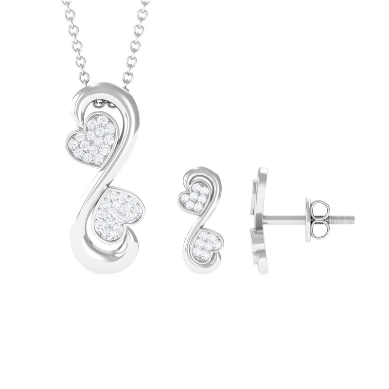 Certified Moissanite Heart Infinity Jewelry Set