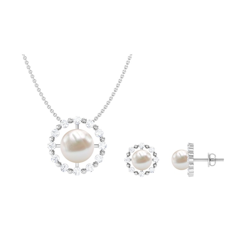 Elegant Freshwater Pearl Jewelry Set with Moissanite