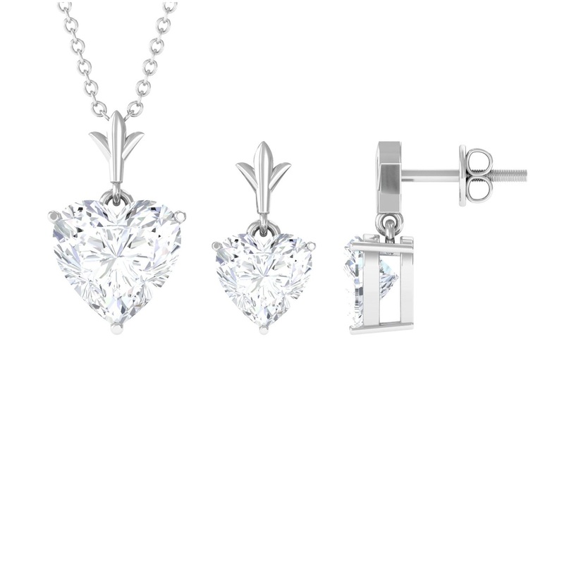 Heart Shape Moissanite Solitaire Jewelry Set