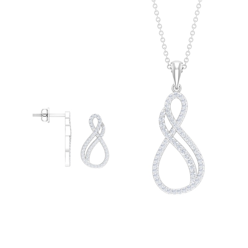 Infinity Earrings and Necklace Set with 3/4 CT Diamond