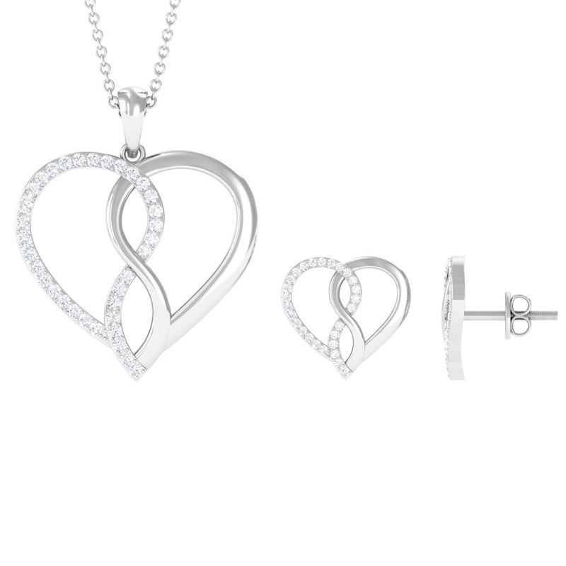 Moissanite Infinity Heart Pendant Earrings Set
