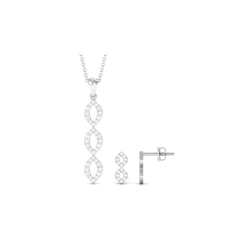 Natural Diamond Infinity Necklace and Earrings Set