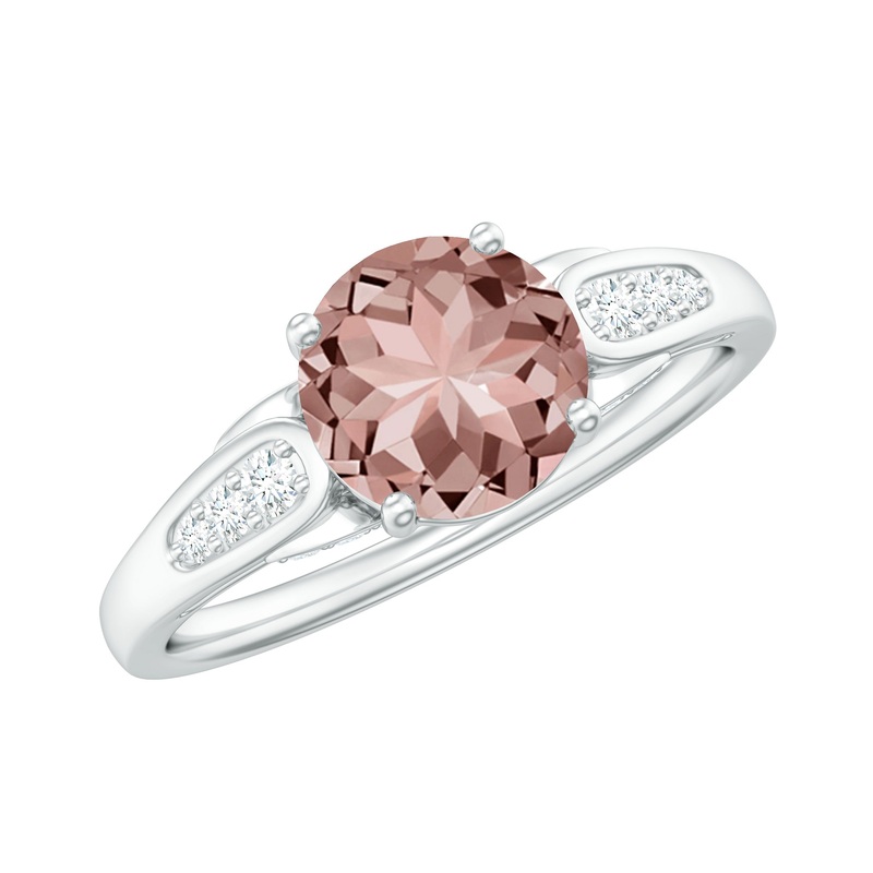 Real Morganite Solitaire Engagement Ring with Diamond