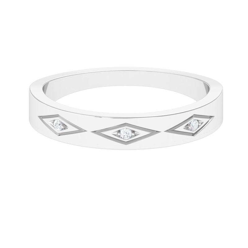 Simple Three Diamond Wedding Band Ring