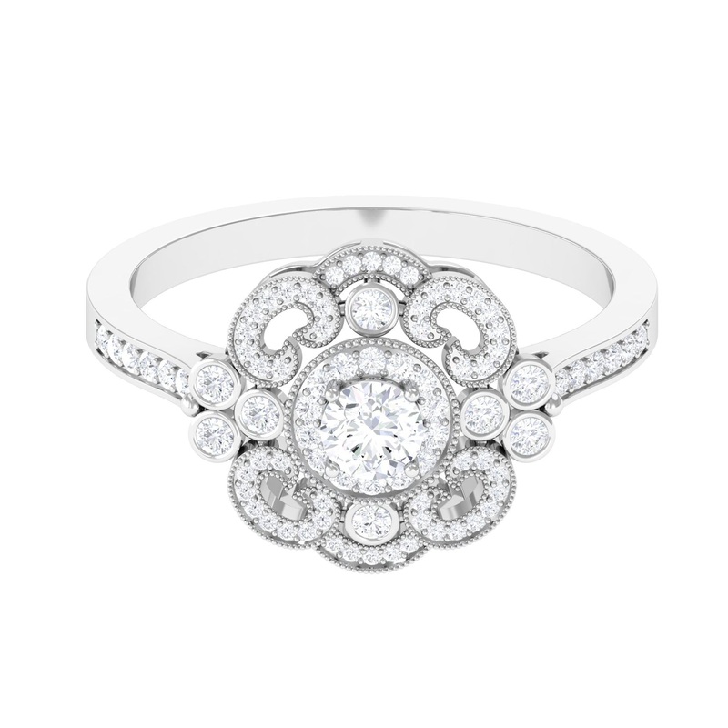Vintage Style Moissanite Engagement Ring