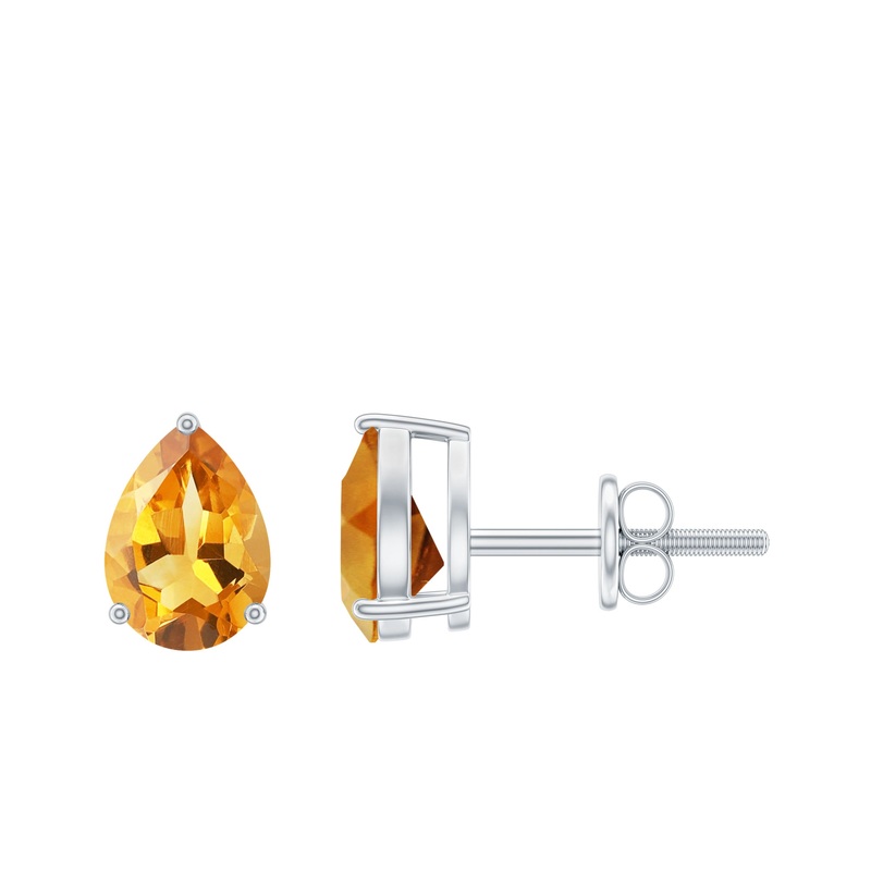 1.5 CT Pear Cut Citrine Solitaire Earrings