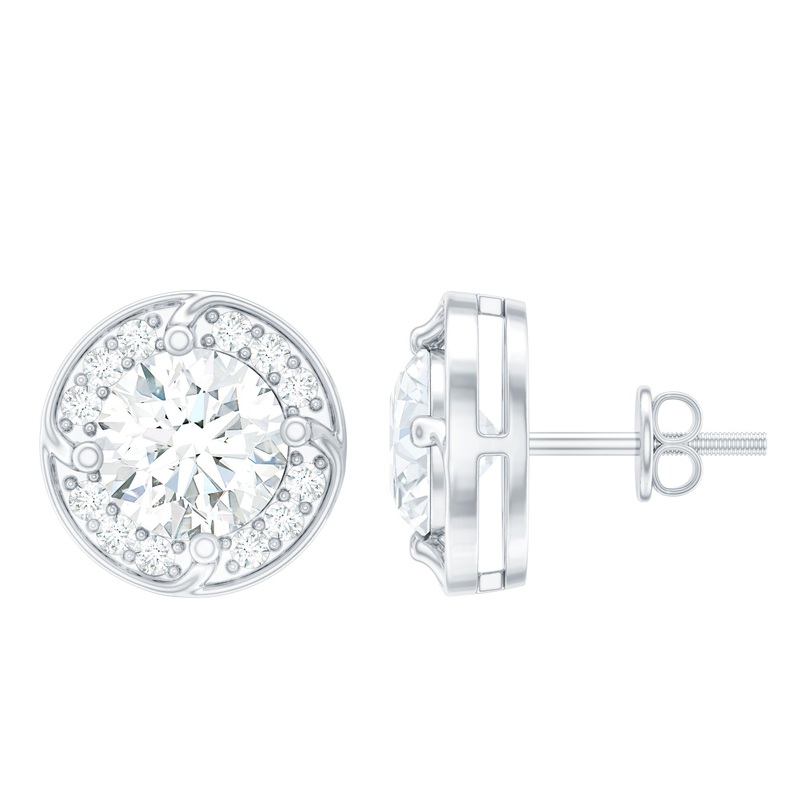 1 Carat Lab Grown Diamond Halo Stud Earrings